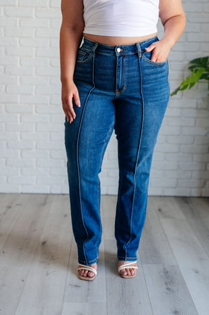 ONLINE EXCLUSIVE: Campbell High Rise Center Seam Detail Straight Jeans