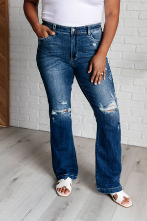 ONLINE EXCLUSIVE: Mila Mid Rise Distressed Bootcut Jeans