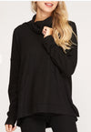 Black Ribbed Turtleneck Top