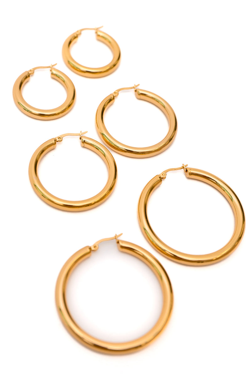 ONLINE EXCLUSIVE: Day to Day Hoop Earrings Set in Gold