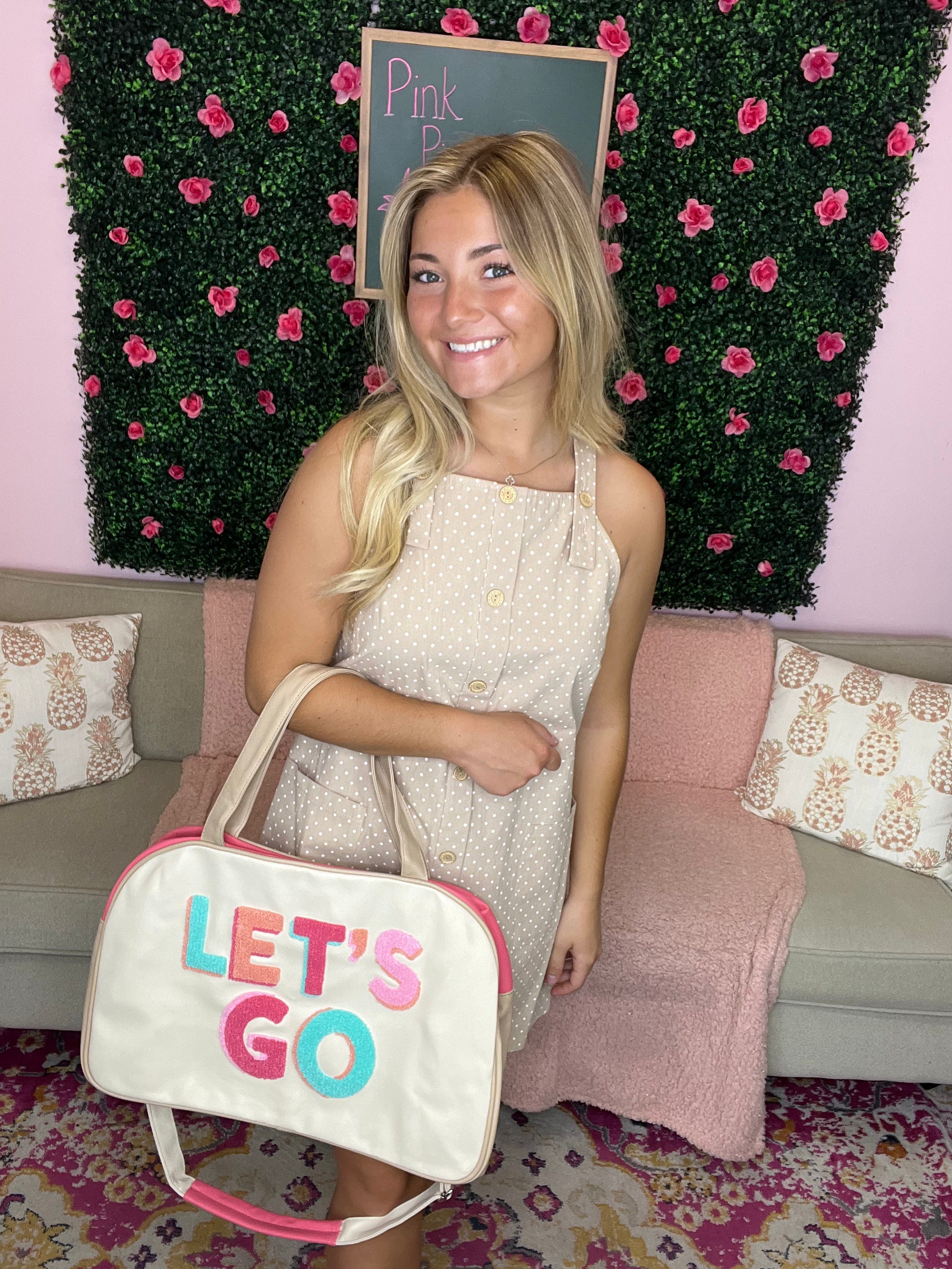 Pink leather discount travel bag