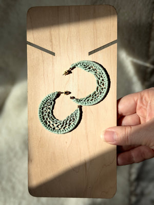 Sage Green Raffia Hoop Earrings