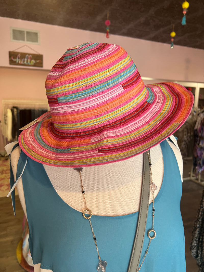 Bright, Colorful Striped Bucket Sun Hat