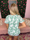 Green & Ivory Floral Top