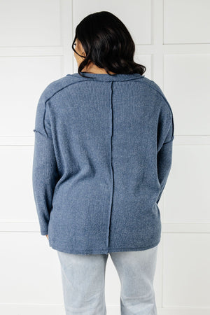 ONLINE EXCLUSIVE: Basically Freezing Brushed Hacci Top in Dusty Blue