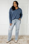 ONLINE EXCLUSIVE: Basically Freezing Brushed Hacci Top in Dusty Blue