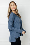 ONLINE EXCLUSIVE: Basically Freezing Brushed Hacci Top in Dusty Blue