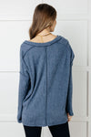 ONLINE EXCLUSIVE: Basically Freezing Brushed Hacci Top in Dusty Blue