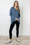 ONLINE EXCLUSIVE: Basically Freezing Brushed Hacci Top in Dusty Blue