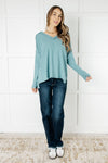 ONLINE EXCLUSIVE: Basically Freezing Brushed Hacci Top in Dusty Teal