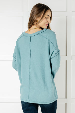 ONLINE EXCLUSIVE: Basically Freezing Brushed Hacci Top in Dusty Teal