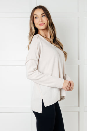 ONLINE EXCLUSIVE: Basically Freezing Brushed Hacci Top in Sand Beige