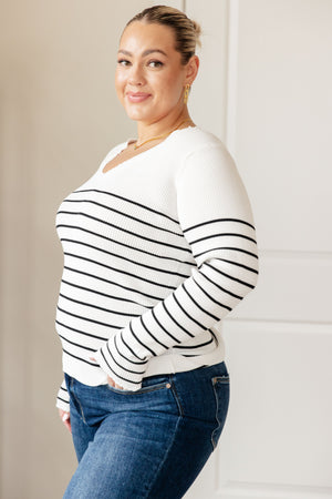 ONLINE EXCLUSIVE: Be Still V-Neck Striped Sweater