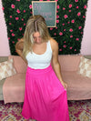 Hot Pink Silky Maxi Skirt