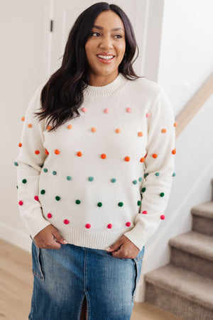 ONLINE EXCLUSIVE: Candy Buttons Pom Detail Sweater