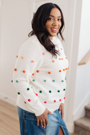 ONLINE EXCLUSIVE: Candy Buttons Pom Detail Sweater