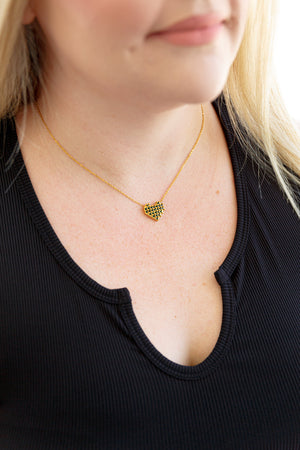 ONLINE EXCLUSIVE: Green Checkered Heart Necklace