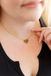 ONLINE EXCLUSIVE: Green Checkered Heart Necklace