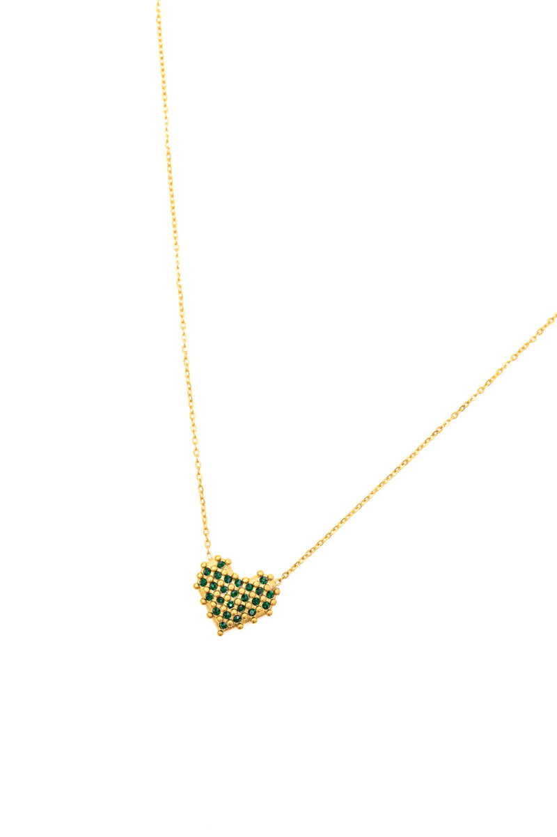 ONLINE EXCLUSIVE: Green Checkered Heart Necklace