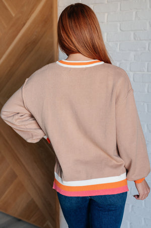 ONLINE EXCLUSIVE: Conversational Moment Striped Trim Sweater