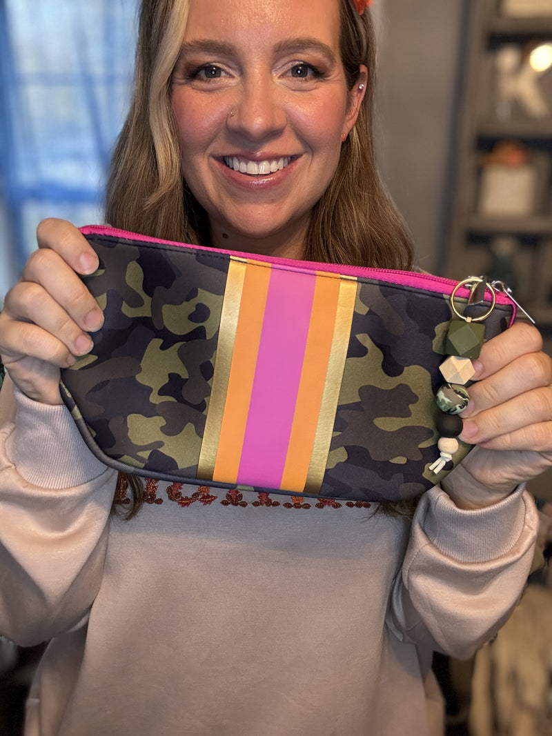 Camo Cosmetic Bag + Keychain