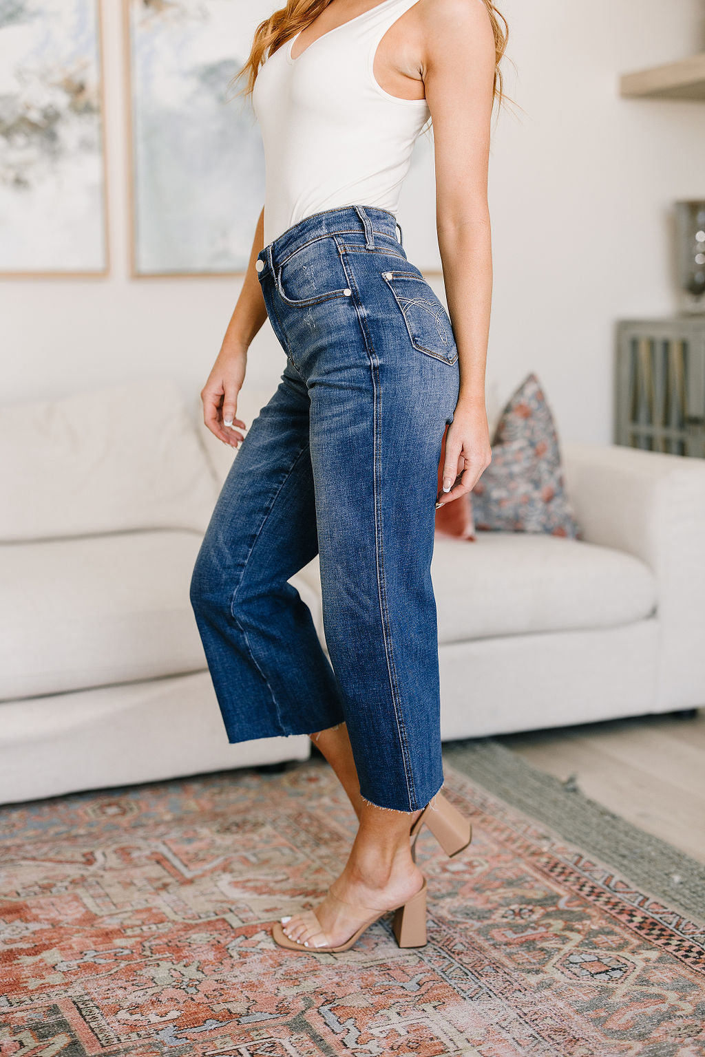 ONLINE EXCLUSIVE: Hayes High Rise Wide Leg Crop Jeans