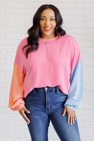 ONLINE EXCLUSIVE: Hit Me With Your Best Shot Colorblock Top in Bright Pink