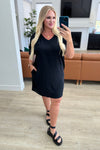 ONLINE EXCLUSIVE: Go-Go Girl V-Neck T-Shirt Dress in Black