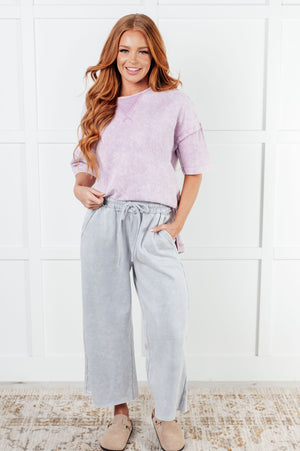 ONLINE EXCLUSIVE: In or Out Wide Leg Cropped Pants in Light Grey