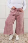 ONLINE EXCLUSIVE: In or Out Wide Leg Cropped Pants in Light Rose