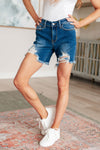 ONLINE EXCLUSIVE: Kelsey Mid Rise Distressed Cutoff Shorts
