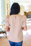 ONLINE EXCLUSIVE: Kelsi Jacquard Puff Sleeve Top In Tan