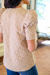 ONLINE EXCLUSIVE: Kelsi Jacquard Puff Sleeve Top In Tan