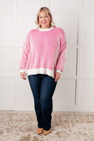 ONLINE EXCLUSIVE: Least High Maintenance Contrast Trim Sweater in Pink