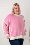 ONLINE EXCLUSIVE: Least High Maintenance Contrast Trim Sweater in Pink