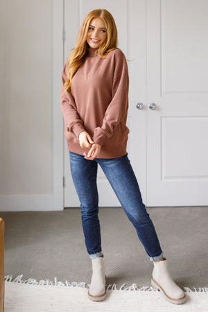 ONLINE EXCLUSIVE: Make No Mistake Mock Neck Pullover in Cocoa