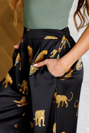 ONLINE EXCLUSIVE: Legendary in Leopard Satin Wide Leg Pants