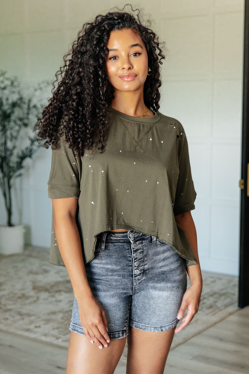 ONLINE EXCLUSIVE: Less Than Stressed Asymmetrical Distressed Top