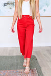 ONLINE EXCLUSIVE: Lisa High Rise Control Top Wide Leg Crop Jeans in Red