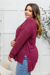 ONLINE EXCLUSIVE: Long Sleeve Knit Top With Pocket In Burgundy