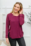 ONLINE EXCLUSIVE: Long Sleeve Knit Top With Pocket In Burgundy