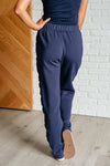 ONLINE EXCLUSIVE: Lysa Satin Stripe Lounge Pants in Smoky Navy