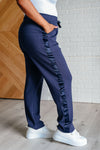 ONLINE EXCLUSIVE: Lysa Satin Stripe Lounge Pants in Smoky Navy