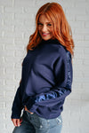 ONLINE EXCLUSIVE: Lysa Satin Stripe Pullover in Smoky Navy