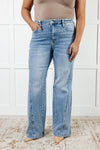 ONLINE EXCLUSIVE: Melia High Rise Side Seam Detail Wide Leg Jeans