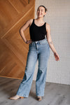 ONLINE EXCLUSIVE: Melia High Rise Side Seam Detail Wide Leg Jeans