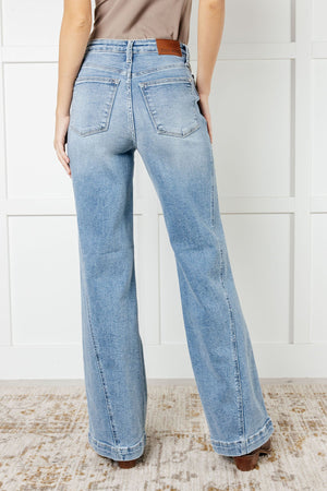 ONLINE EXCLUSIVE: Melia High Rise Side Seam Detail Wide Leg Jeans