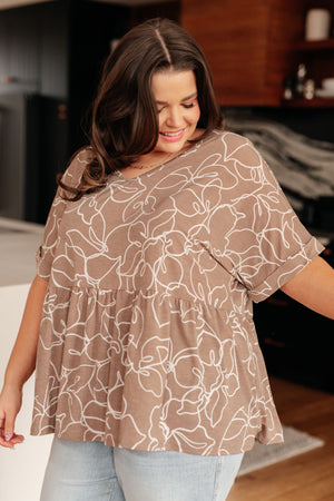 ONLINE EXCLUSIVE: Mocha Petals V-Neck Top