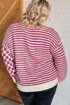 ONLINE EXCLUSIVE: No Brainer Button Down Sweater Knit Cardigan in Magenta/Oatmeal