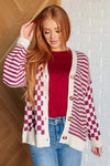 ONLINE EXCLUSIVE: No Brainer Button Down Sweater Knit Cardigan in Magenta/Oatmeal